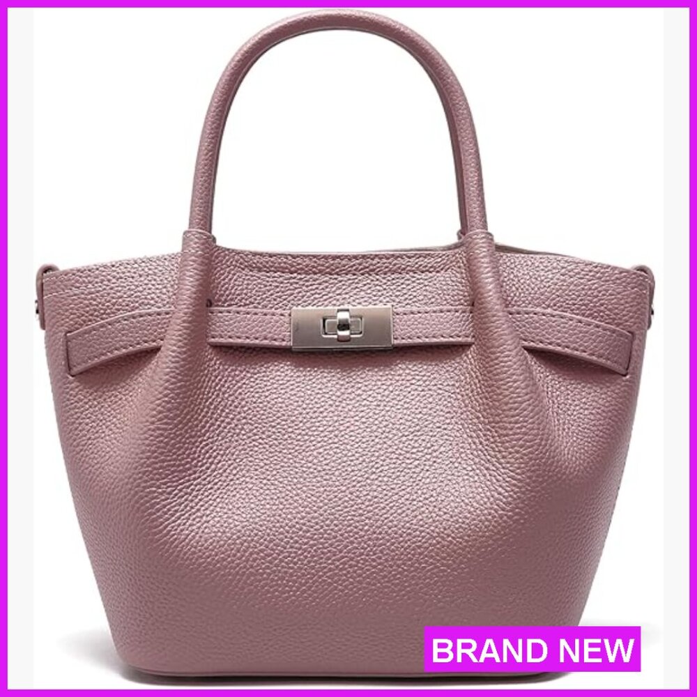 Genuine Leather Bucket Bag Elegant Satchel Tote Crossbody Purse Women